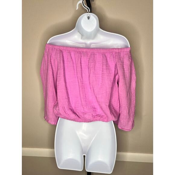 Michael Stars Isabel Convertible On/Off Shoulder Cotton Gauze Top NWOT - Picture 3 of 10